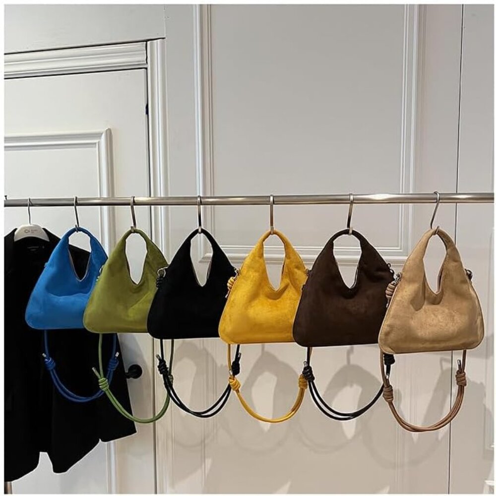 Chic Khaki Faux Suede Small Crossbody Bag for Women Travel Work - Picture 6 of 6